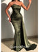 Sexy Green Mermaid Strapless Maxi Long Evening Prom Dresses, WGP251