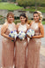 Gold Sequin Mermaid Halter Cheap Long Bridesmaid Dresses Online, WG283