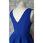 Simple A-Line V-Neck Short Royal Blue Short Cheap Homecoming Dresses, QB0049