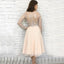 Round Neck Long Sleeves Cheap Short Homecoming Dresses with Appliques, QB0216