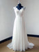 Cap Sleeve V Neck Lace Simple Cheap Beach Wedding Dresses, WD321