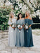 Cheap Off Shoulder Chiffon Custom Long Bridesmaid Dresses, WG239