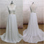 Backless V Neck Cap Sleeve Lace Simple Cheap Beach Wedding Dresses, WD323