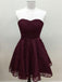 Sweetheart Cute Simpe Maroon Short Lace Homecoming Dresses 2018, CM491