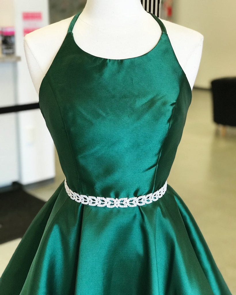 Sexy Emerald Green Backless Simple Short Cheap Homecoming Dresses Under 100, CM575