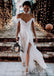 Simple Off Shoulder Long Cheap Side Slit Wedding Dresses With Applique, QB0812