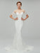 Ivory Mermaid Lace Rustic Wedding Dresses Illusion Neckline Beach Wedding Dresses, QB0321