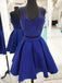 V Neck Beaded Royal Blue Two Piece Homecoming Dresses 2018, CM500