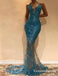 Sexy Halter Long Cheap Mermaid Evening Party Prom Dresses With Applique, QB0757