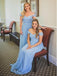 Blue Mismatched Off Shoulder Chiffon Cheap Long Bridesmaid Dresses Online, WG284