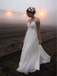 Backless Cap Sleeve V Neck Simple Beach Wedding Dresses, WD329