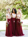 Short Sleeves Gold Sequin Burgundy Skirt A-line Long Bridesmaid Dresses Online, WG253