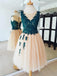 Teal Lace Applique Tulle Cheap Homecoming Dresses Online, CM587