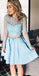 Two Pieces Long Sleeves See Through Cheap Homecoming Dresses Online, CM588