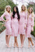 Long Sleeves Pink Lace Mermaid Cheap Short Bridesmaid Dresses Online, WG257