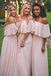 Light Blush Pink Chiffon Cheap Long Bridesmaid Dresses Online, WG293