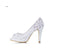 Lace Fish Toe White High Heels Wedding Bridal Shoes, S015