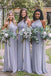 One Shoulder Dusty Blue Long Chiffon Cheap Bridesmaid Dresses Online, WG260