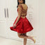 Sexy See Through Cap Sleeve Short Cheap Red Homecoming Dresses 2018, CM519