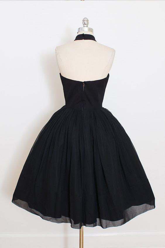 Black Halter Simple Cheap Short Homecoming Dresses 2018, CM547