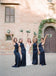 Charming Halter Backless Navy Elastic Silk Long Cheap Bridesmaid Dresses, BDS0056