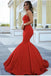 Simple Cheap Red Mermaid Long Evening Prom Dresses, QB0459