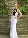 Charming White Halter Long Sheath Cheap Prom Dresses, QB0784