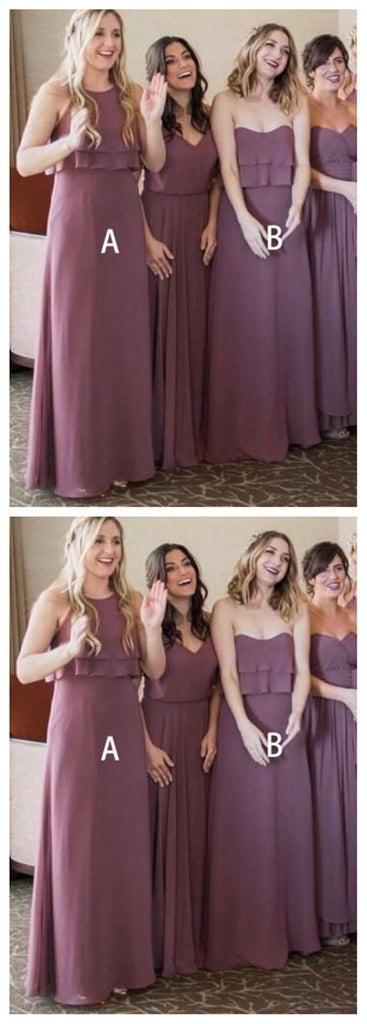 Dusty Purple Mismatched Chiffon Cheap Bridesmaid Dresses Online, WG268