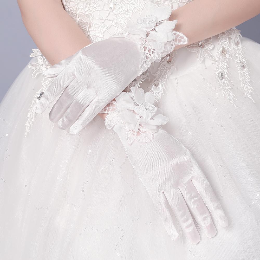 Wedding Gloves, Lace Gloves, Short Gloves, Wedding Gloves With Handmade Flower, TYP0539