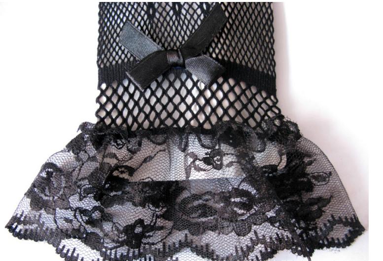 Black Wedding Gloves, Short Gloves, Lace Gloves With Bow, Lovey Gloves, TYP0562