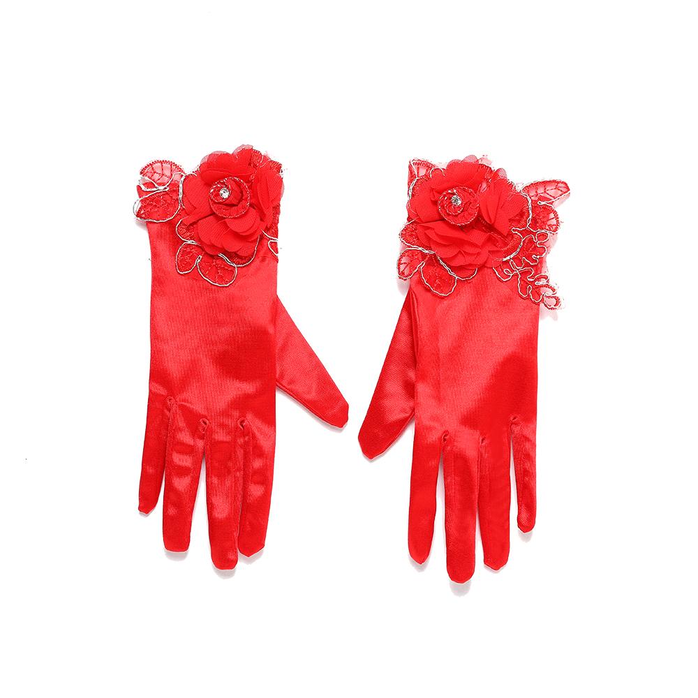 Wedding Gloves, Lace Gloves, Short Gloves, Wedding Gloves With Handmade Flower, TYP0539