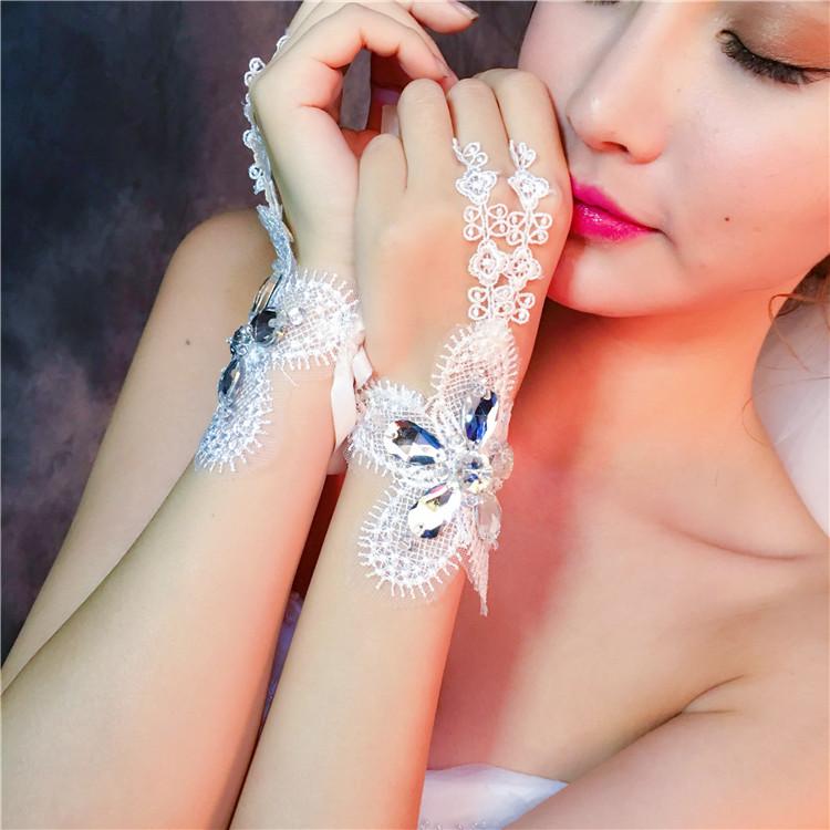 Short Fingerless Rhinestone Lace Wedding Gloves, Pretty Wedding Gloves, TYP0633