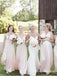 Mismatched Pink Chiffon Cheap Long A Line Bridesmaid Dresses, QB0647