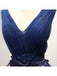 A Line Navy Blue Flower Appliqued Prom Dresses Bow Beaded Quinceanera Ball Gowns, QB0305