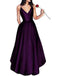 A-line V-neck Spaghetti Strap Burgundy Prom Dresses Long Formal Evening Ball Gowns, QB0338