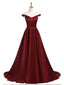 A-line/Princess Off the Shoulder Burgundy Long Prom Dresses, QB0306