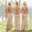 Mermaid Bateau Cap Sleeves Long Cheap Gold Bridesmaid Dresses Online, QB0115