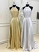 Sparkly Crystal Beaded Halter Long Satin Open Back Prom Dresses, QB0782