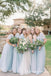 Mismatched Light Blue Chiffon A-line Long Cheap Floor-Length Bridesmaid Dresses, BDS0030