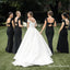 Elegant Black Cap Sleeve Long Cheap Mermaid Bridesmaid Dresses, QB0874