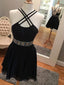 Sexy Backless Short Rhinestone Black Homecoming Dresses 2018, CM485