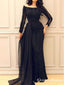 Sexy Black Long Sleeve 2019 Mermaid Sequins Long Cheap Prom Dresses, QB0798