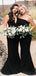 Mismatched Black Satin Memaid Long Cheap Wedding Party Bridesmaid Dresses, BDS0014