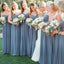 Pretty Sweetheart Long Cheap Blue Chiffon Bridesmaid Dresses Online, QB0147