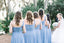 Simple Charming One Shoulder Blue Chiffon A-line Long Cheap Floor-Length Bridesmaid Dresses, BDS0034