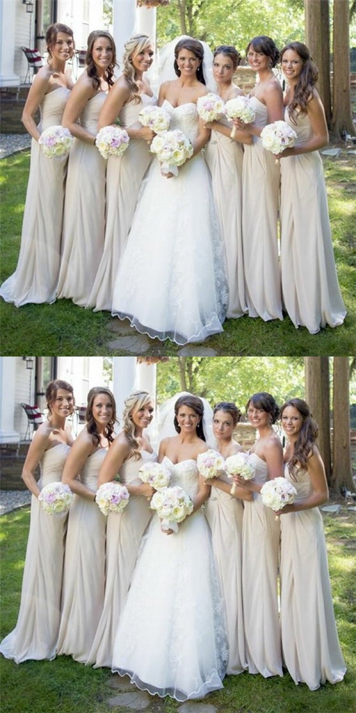 Pretty Sweetheart Long Cheap Ivory Chiffon Bridesmaid Dresses Online, QB0172