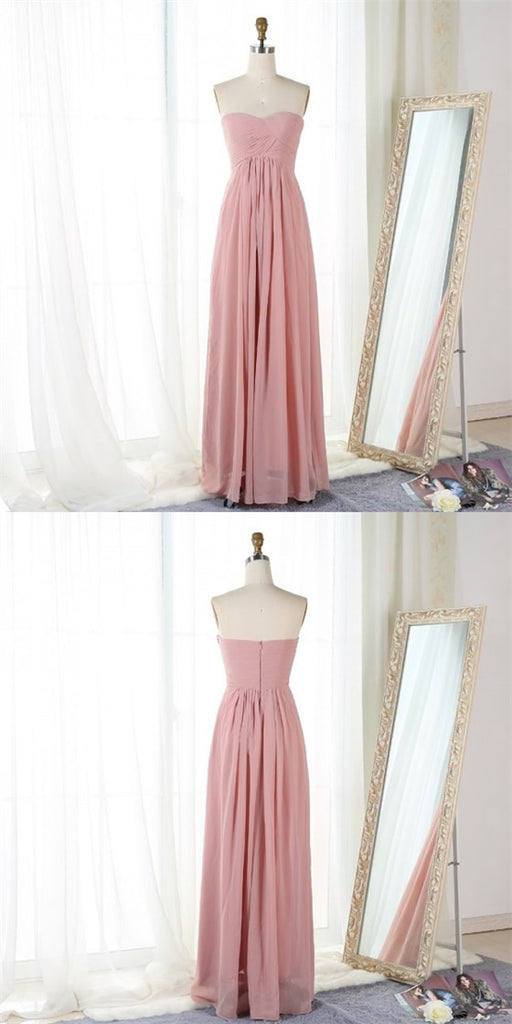 Pretty Sweetheart Long Cheap Blush Pink Chiffon Bridesmaid Dresses Online, QB0145