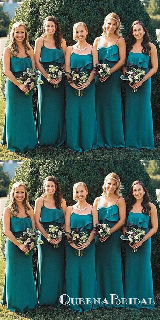 Sleeveless Spaghetti Straps Empire Ruffles Chiffon Bridesmaid Dresses, QB0742