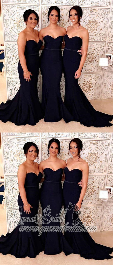 Black Mermaid Simple Long Cheap Bridesmaid Dresses Online, WG249