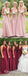 A-Line V-Neck Floor Length Pleated Pink Cheap Bridesmaid Dresses, QB0845